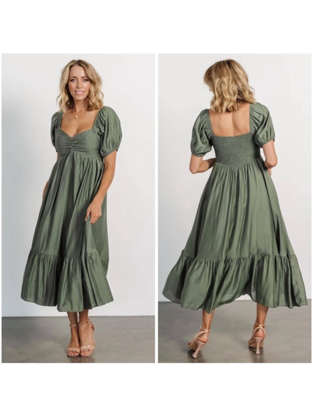 Green Puff Sleeve Dress